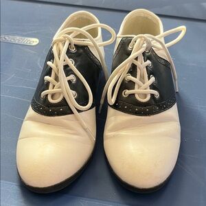 Two-Tone Lace-Up Saddle Shoes